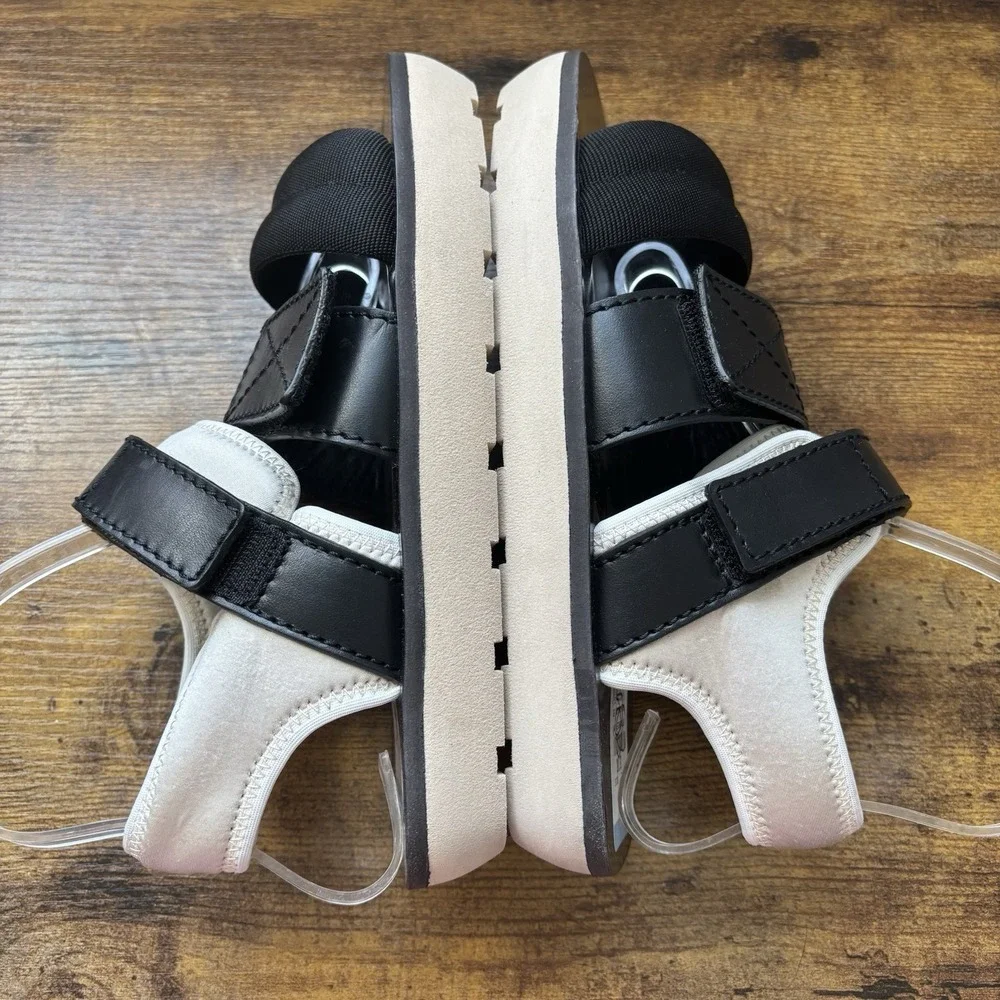 Proenza Schouler Womens Sandal 7 Black 37 Leather Neoprene Strappy Dad New‎